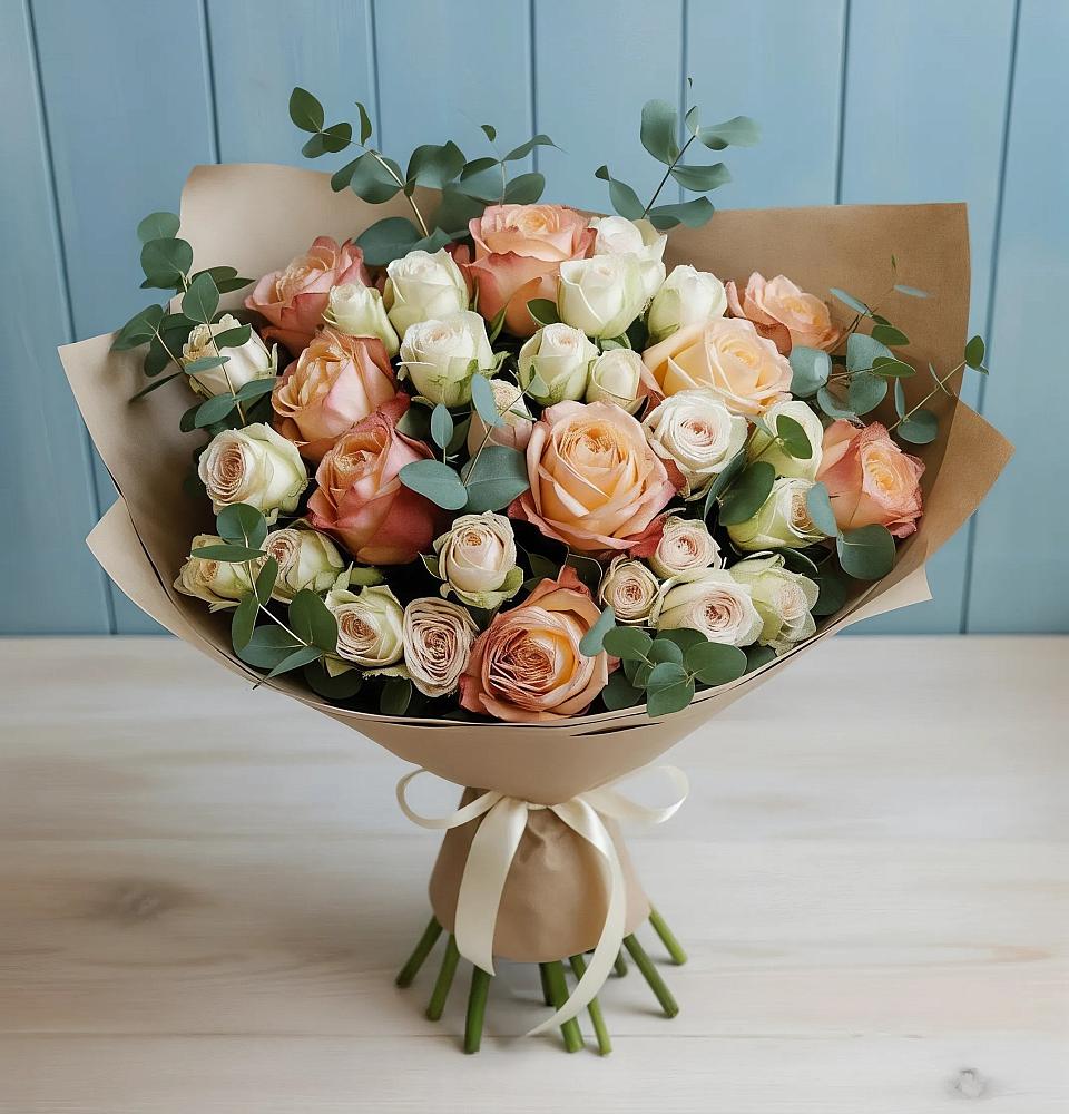 Букет цветов из: Альстромерии и Розы в Первоуральске