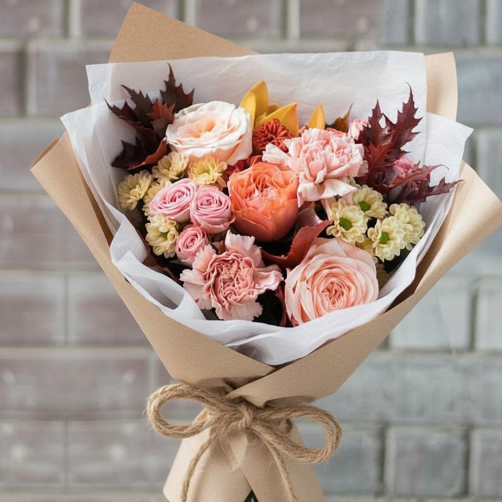 Букет цветов из: Гвоздики, Хризантемы и Розы в Первоуральске