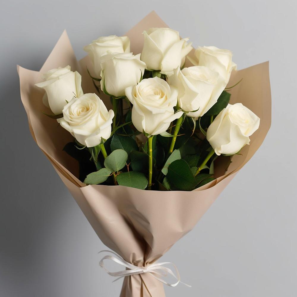 Букет 9 Белых роз Эдлесс Лав в Первоуральске