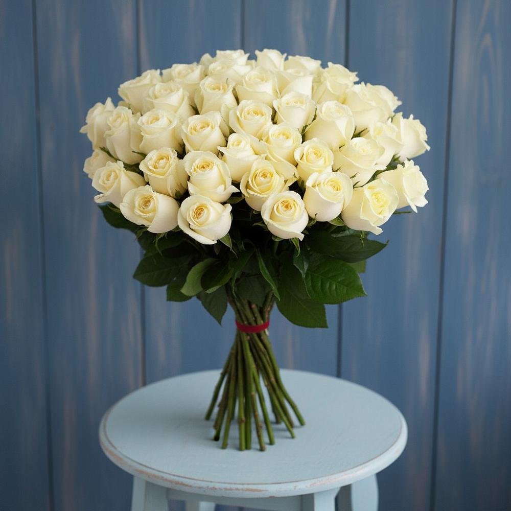 Букет 51 Белая роза Эдлесс Лав в Первоуральске