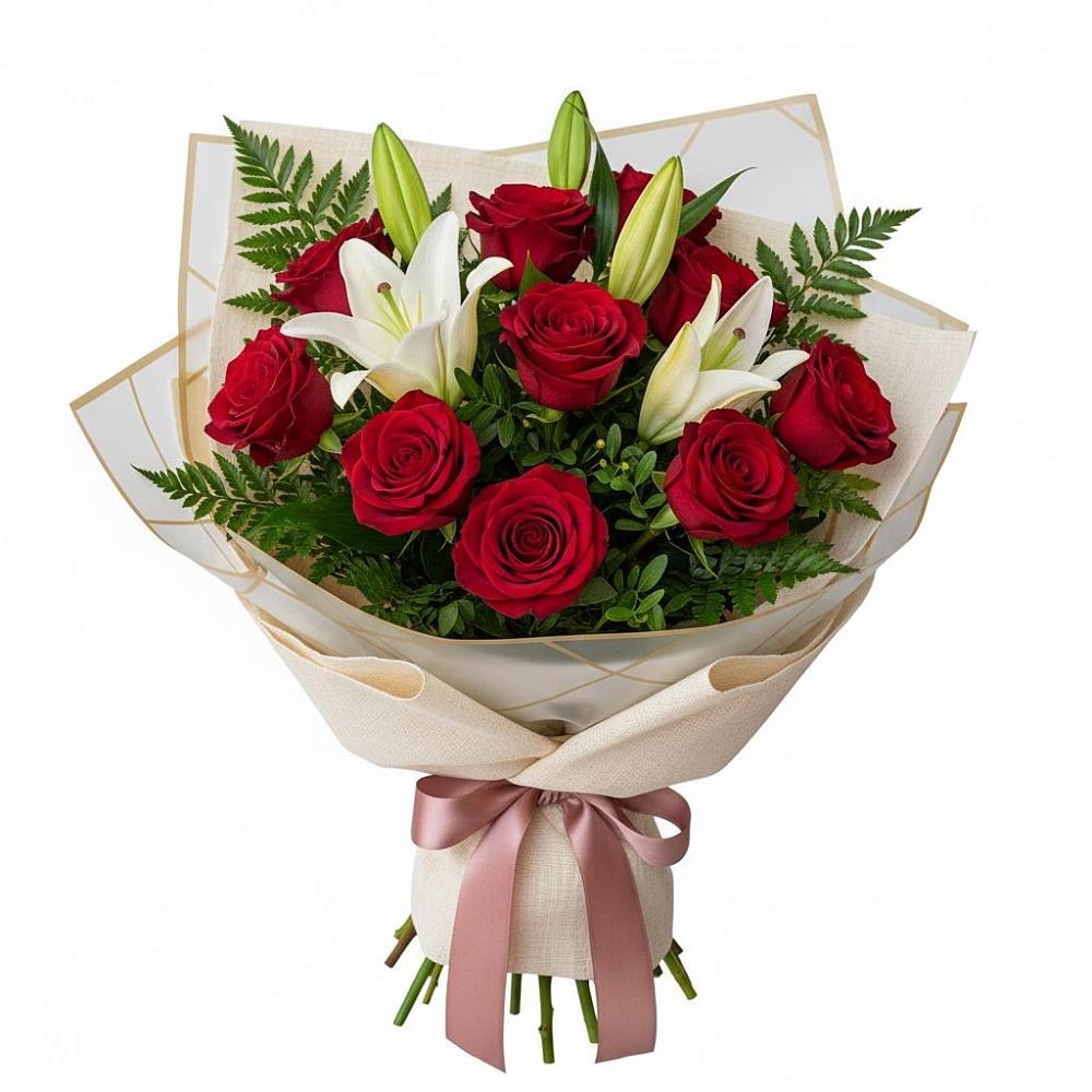 Букет цветов из: Лилии и Розы в Первоуральске