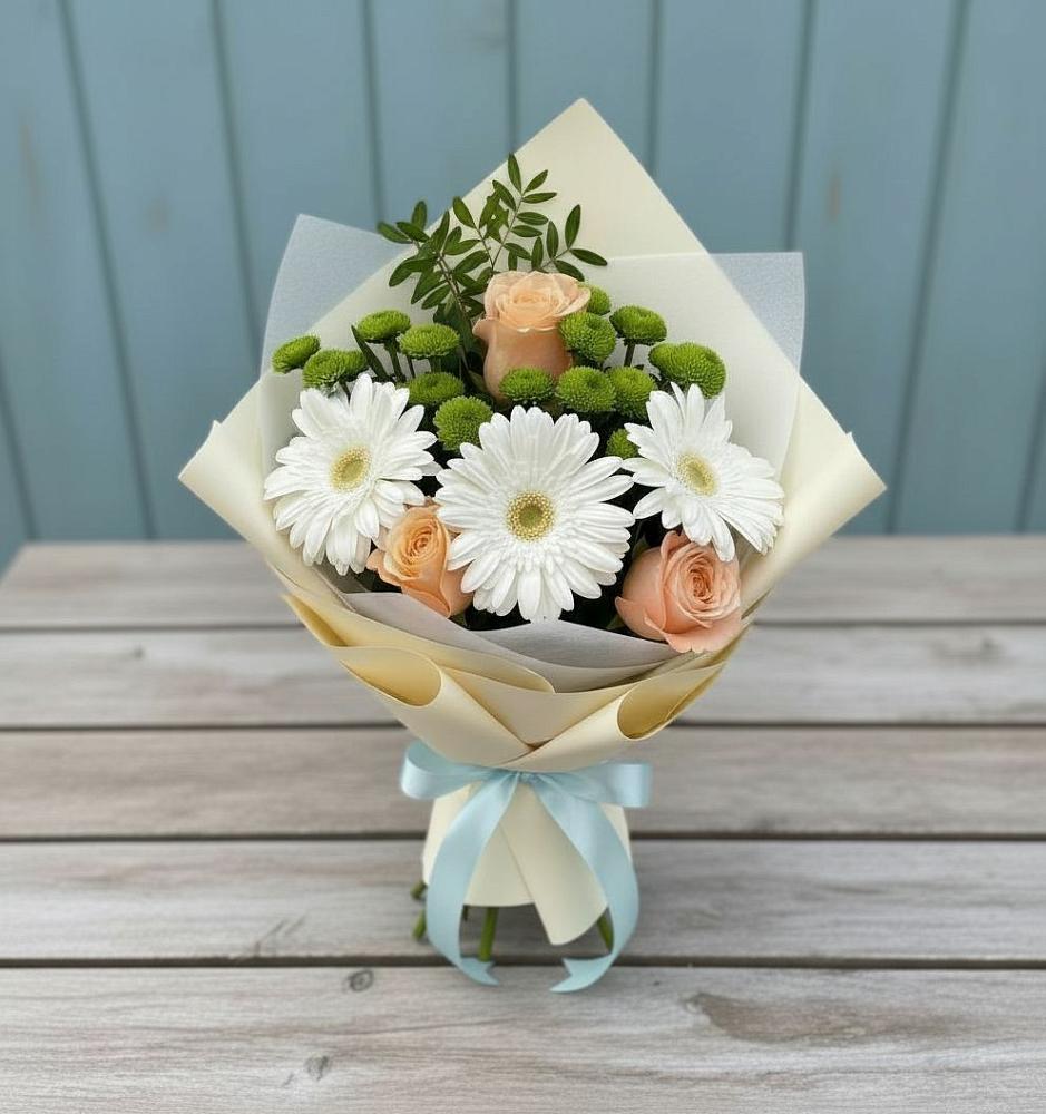 Букет цветов из: Герберы, Розы и Хризантемы в Первоуральске