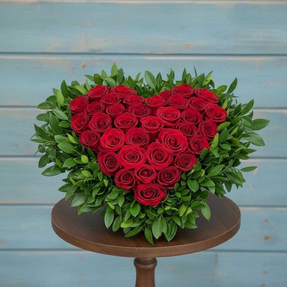 Цветочная композиция из Розы в виде сердца в Первоуральске