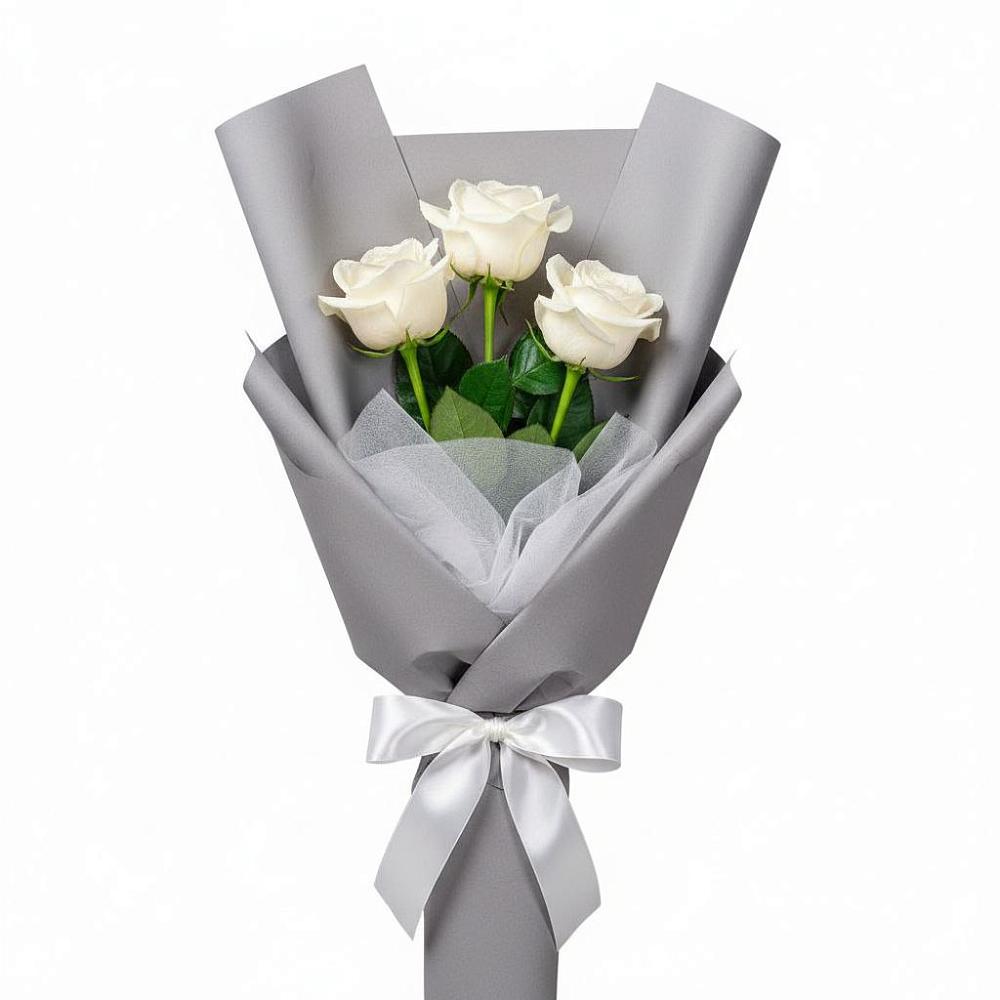 Букет 3 белые розы в Первоуральске