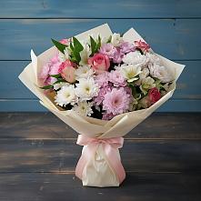 Букет цветов из:  Хризантемы, Альстромерии и Розы #REPLACE_PRED# Первоуральске