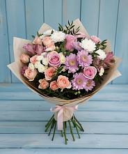 Букет цветов из:  Хризантемы, Розы и Альстромерии в Первоуральске