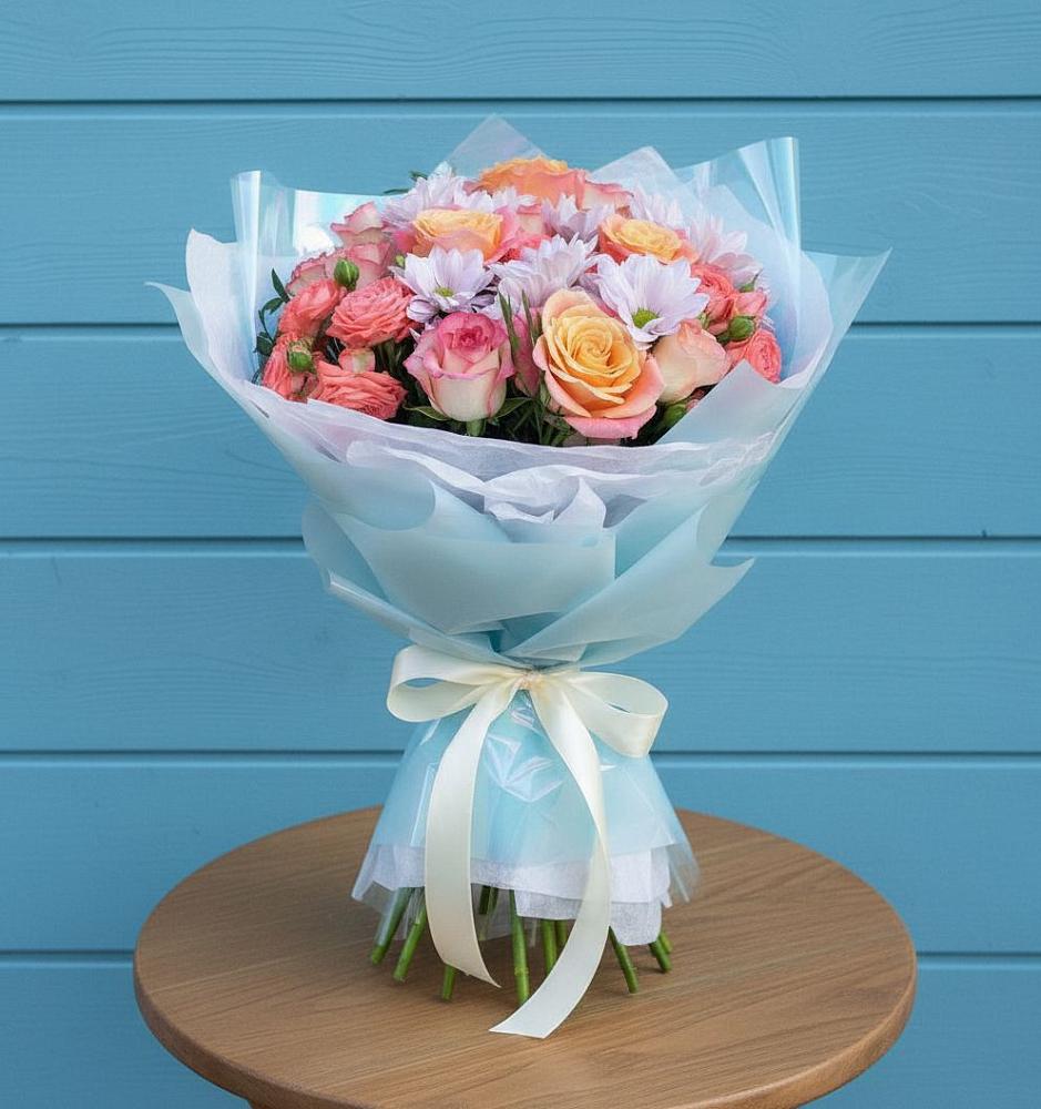 Букет цветов из: Хризантемы и Розы в Первоуральске